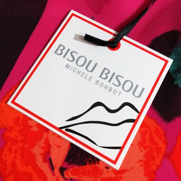 NWT Bisou Bisou Women's Pink Floral Print Crop Lined V-Neck Shirt L Large - Picture 8 of 9